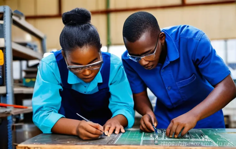 모잠비크의 교육 제도 - **Prompt:** "A 7-year-old Mozambican child, male or female, sits at a weathered wooden desk in a sim...