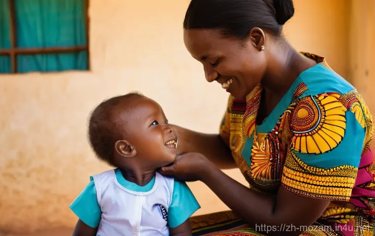 모잠비크 말라리아 예방접종 - Image Prompt 1: The Dawn of Hope - Child Vaccination in Mozambique** 모잠비크 말라리아 예방접종 - Image Prompt 1: The Dawn of Hope - Child Vaccination in Mozambique**