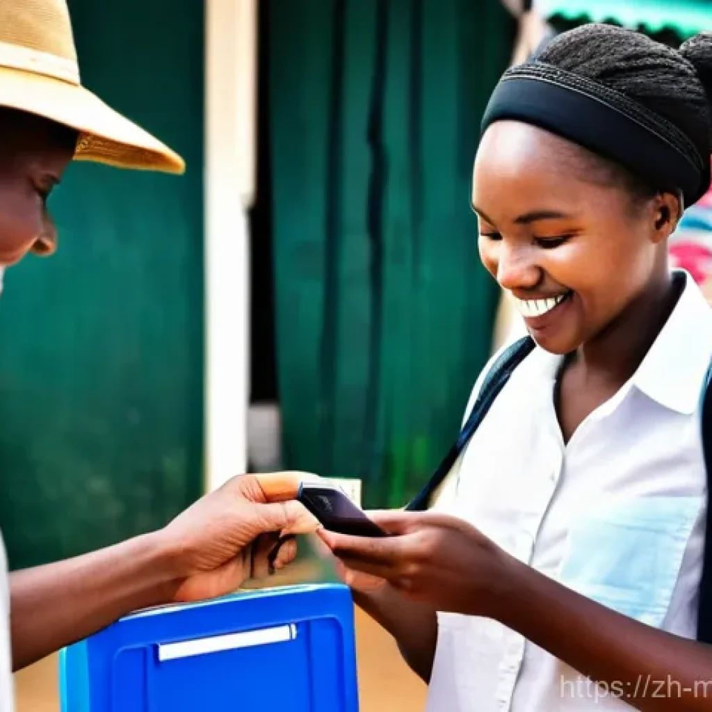 모잠비크에서 국제 전화 및 인터넷 사용법 - **Prompt:** A vibrant scene at a Mozambican airport or a bustling local market. A diverse young fema...