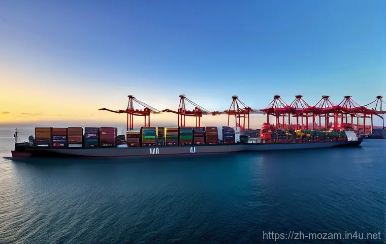 모잠비크 인프라 발전 수준 - **Prompt: A vibrant, panoramic view of a modernized African port at sunrise, showcasing the bustling...