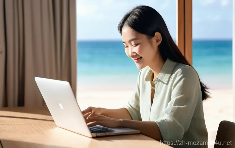 모잠비크 비자 발급 절차 - **Prompt:** A modern Chinese female traveler, mid-30s, with a warm smile, is comfortably seated at a...