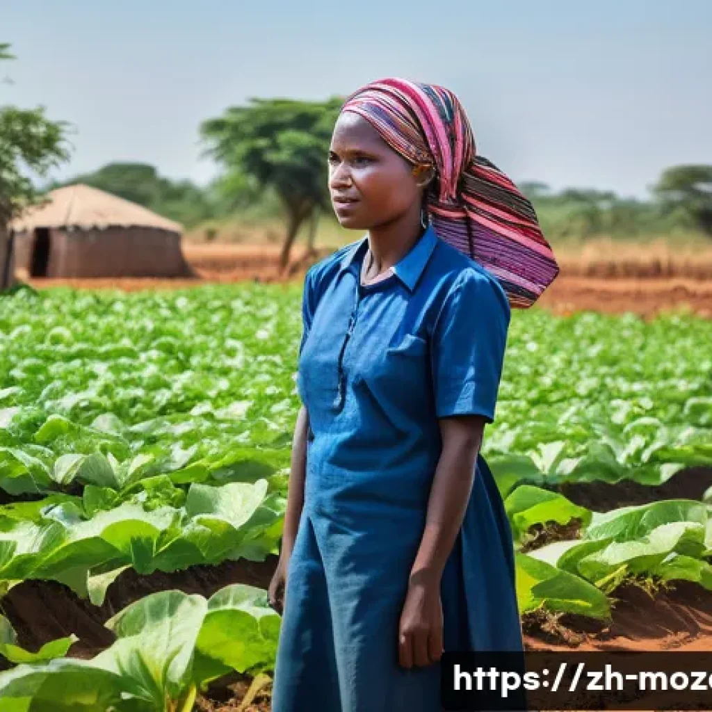모잠비크의 NGO 활동 - **"A vibrant and hopeful image of a rural Mozambican community engaged in climate-resilient agricult...