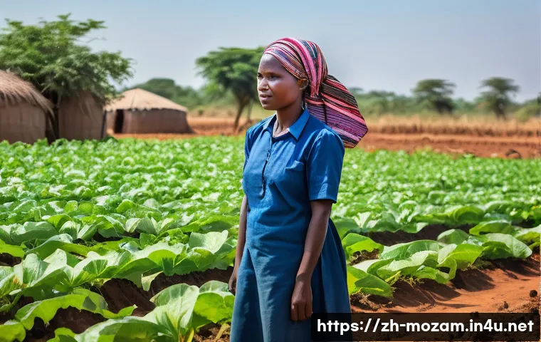 모잠비크의 NGO 활동 - **"A vibrant and hopeful image of a rural Mozambican community engaged in climate-resilient agricult...